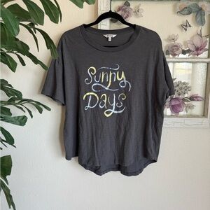 Wildfox Charcoal Graphic Tee with Pastel Accents